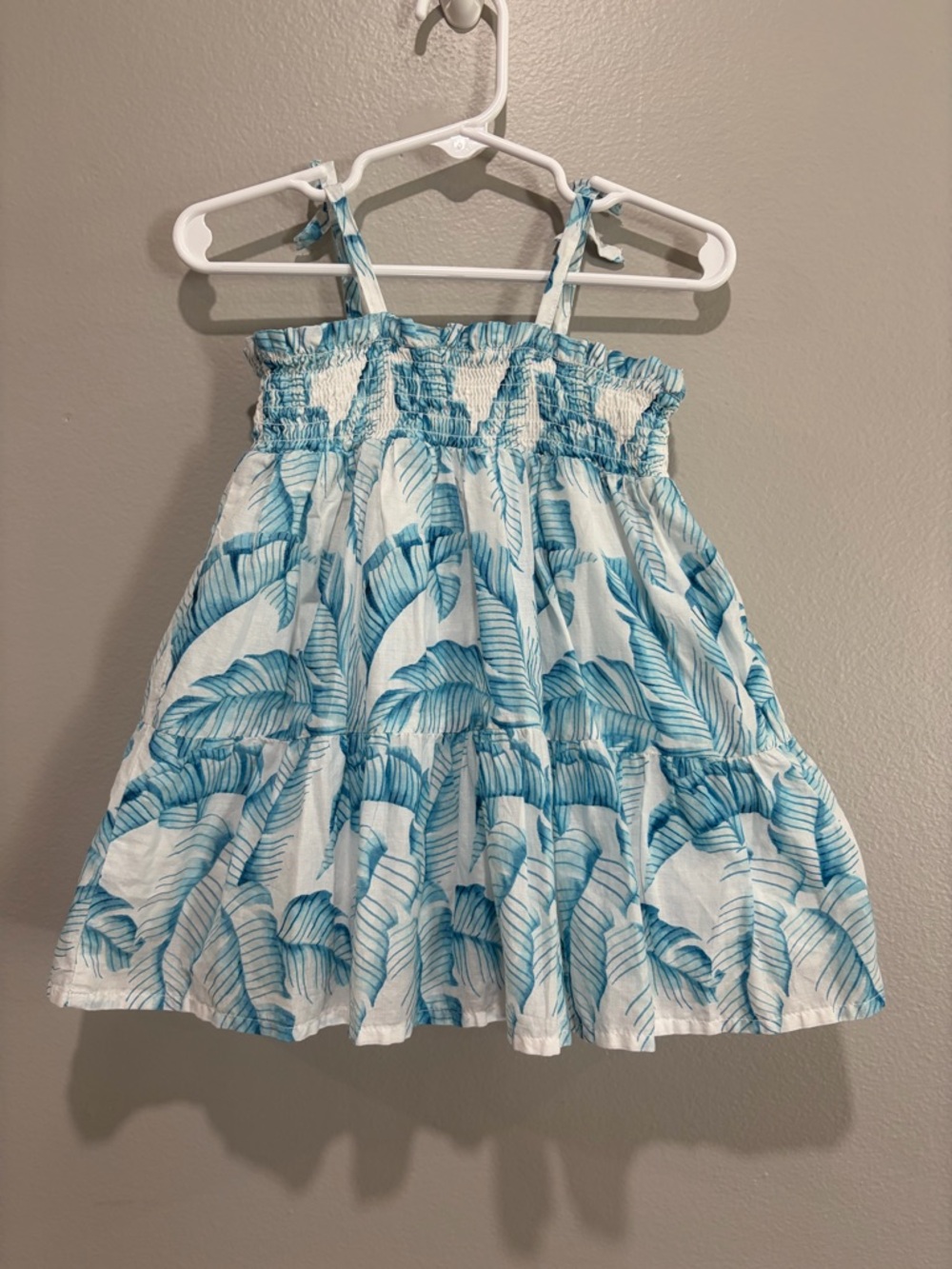 Janie and Jack White Dress with Blue Leaf Print Tropical size 12-18 months - Picture 5 of 5